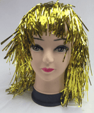 Darrahopens Occasions > Costumes Tinsel Metallic Wig 70s 50s 20s Costume Mens Womens Unisex Disco Fancy Dress Up - Gold/Yellow