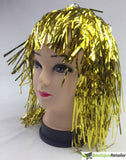 Darrahopens Occasions > Costumes Tinsel Metallic Wig 70s 50s 20s Costume Mens Womens Unisex Disco Fancy Dress Up - Gold/Yellow