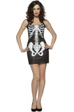 Darrahopens Occasions > Costumes Womens SKELETON COSTUME Halloween Bones Tank Dress Black White Party