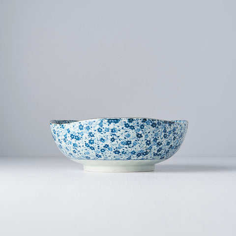 Darrahopens Occasions > Disposable Tableware > Disposable Bowls Bowl Organic Shape 20cm Blue Daisy Glaze