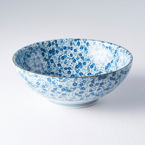 Darrahopens Occasions > Disposable Tableware > Disposable Bowls Ramen Bowl 21.5cm Blue Daisy Glaze