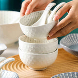 Darrahopens Occasions > Disposable Tableware > Disposable Bowls Soup Bowl 4.5in Small Bowl Ceramic Embossment Underglaze Color Minimalist Easy Clean Serving Bowl for Kitchen Home In Australia - Darrahopens