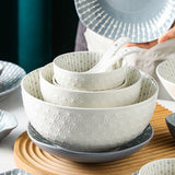 Darrahopens Occasions > Disposable Tableware > Disposable Bowls Soup Bowl 4.5in Small Bowl Ceramic Embossment Underglaze Color Minimalist Easy Clean Serving Bowl for Kitchen Home In Australia - Darrahopens