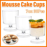 Darrahopens Occasions > Disposable Tableware > Disposable Cups 30pcs Clear Hard Plastic Mousse Cake Cup Pudding Ice Cream Dessert Serving Cups