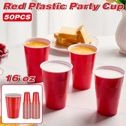 Darrahopens Occasions > Disposable Tableware > Disposable Cups 50pcs Red Plastic Beer Pong Cups Reusable Party Cups Drinking Game Supplies