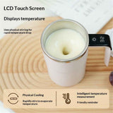 Darrahopens Occasions > Disposable Tableware > Disposable Cups Automatic Magnetic Stirring Coffee Mug with Temperature Display, Rechargeable Self Mixing Cup for Milk Tea, Magnetic Mixing Cup with Lid, Stainless Steel Material Suitable for Coffee, Milk (White)