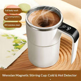 Darrahopens Occasions > Disposable Tableware > Disposable Cups Automatic Magnetic Stirring Coffee Mug with Temperature Display, Rechargeable Self Mixing Cup for Milk Tea, Magnetic Mixing Cup with Lid, Stainless Steel Material Suitable for Coffee, Milk (White)
