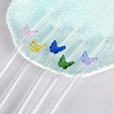 Darrahopens Occasions > Disposable Tableware > Disposable Cutlery 8pcs Colourful Butterfly Glass Straw Reusable Heat Resistant Proof MultiColours