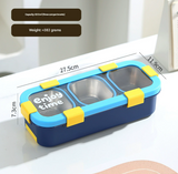 Darrahopens Occasions > Disposable Tableware > Disposable Cutlery Blue Premium Stainless Steel 3-Compartment Lunch Box - Leak-Proof 500ml Portable Bento Box for Students and Office Professionals
