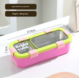 Darrahopens Occasions > Disposable Tableware > Disposable Cutlery Green Premium 2-Compartment Stainless Steel Lunch Box - 600ml Leak-Proof Bento Box for School and Office - Portable Meal Container for Students and Professionals