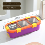 Darrahopens Occasions > Disposable Tableware > Disposable Cutlery Orange Premium Stainless Steel 3-Compartment Lunch Box - Leak-Proof 500ml Portable Bento Box for Students and Office Professionals