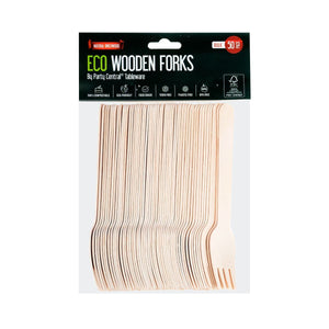 Darrahopens Occasions > Disposable Tableware Party Central 1200PCE Wooden Forks Eco-Friendly Compostable Recyclable 16cm