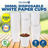 Darrahopens Occasions > Disposable Tableware Party Central 2160PCE White Paper Cups Disposable Leak Resistant 200ml