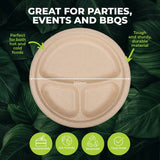 Darrahopens Occasions > Disposable Tableware Party Central 240PCE 3 Section Plate Eco-Friendly Recyclable Durable 22.5cm