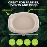 Darrahopens Occasions > Disposable Tableware Party Central 240PCE Dinner Plates Oval Eco-Friendly Recyclable Durable 23cm