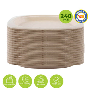 Darrahopens Occasions > Disposable Tableware Party Central 240PCE Dinner Plates Oval Eco-Friendly Recyclable Durable 23cm