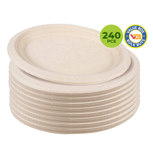 Darrahopens Occasions > Disposable Tableware Party Central 240PCE Dinner Plates Oval Eco-Friendly Recyclable Durable 26cm
