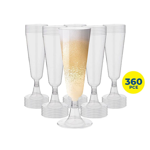 Darrahopens Occasions > Disposable Tableware Party Central 360PCE Champagne Glasses Disposable Leak Resistant 150ml