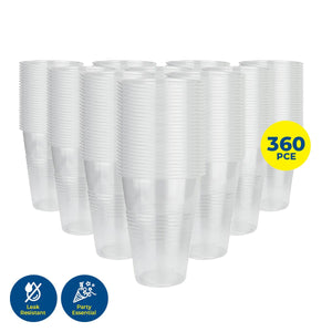 Darrahopens Occasions > Disposable Tableware Party Central 360PCE Plastic Cups Clear Strong Disposable Recyclable 500ml