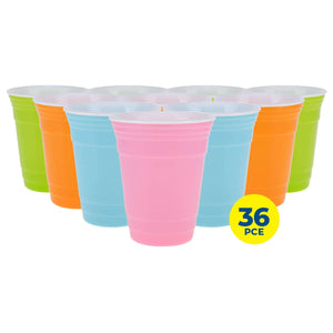 Darrahopens Occasions > Disposable Tableware Party Central 36PCE Coloured Cups Reusable Lightweight Durable High Quality
