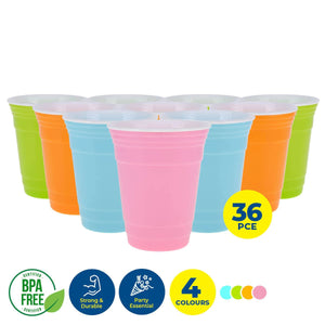Darrahopens Occasions > Disposable Tableware Party Central 36PCE Coloured Cups Reusable Lightweight Durable High Quality