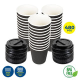 Darrahopens Occasions > Disposable Tableware Party Central 480PCE Coffee Cups Matching Lids Disposable Triple Layer 350ml