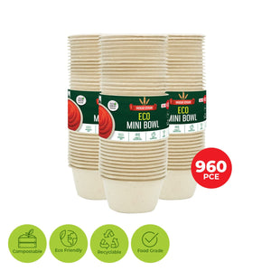 Darrahopens Occasions > Disposable Tableware Party Central 960PCE Sauce Bowls Mini Size 150ml Eco-Friendly Recyclable 60mm