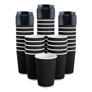 Darrahopens Occasions > Disposable Tableware Party Central 96PCE Coffee Cups Matching Lids Disposable Triple Layered 230ml