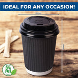 Darrahopens Occasions > Disposable Tableware Party Central 96PCE Coffee Cups Matching Lids Disposable Triple Layered 230ml