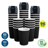 Darrahopens Occasions > Disposable Tableware Party Central 96PCE Coffee Cups Matching Lids Disposable Triple Layered 230ml