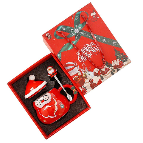 Darrahopens Occasions > Novelty Gifts Christmas Cup Gift Box Ceramic Mug Set Mug Gift Set Christmas Coffee Cup(Santa Claus)