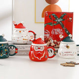 Darrahopens Occasions > Novelty Gifts Christmas Cup Gift Box Ceramic Mug Set Mug Gift Set Christmas Coffee Cup(Santa Claus)