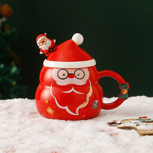 Darrahopens Occasions > Novelty Gifts Christmas Cup Gift Box Ceramic Mug Set Mug Gift Set Christmas Coffee Cup(Santa Claus)