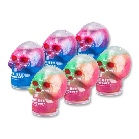 Darrahopens Occasions > Novelty Gifts Party Central 12PCE 100g Shimmering Galaxy Slime In Skull Casing Non Stick