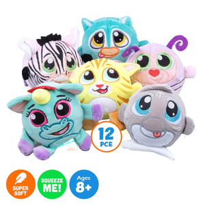 Darrahopens Occasions > Novelty Gifts Party Central 12PCE Plush Toys Various Animals Super Soft & Cuddly 11cm