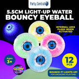Darrahopens Occasions > Party & Birthday Novelties Party Central 12PCE Bouncy Eyeballs Lights Up Glows In The Dark Fun Toy 5.5cm