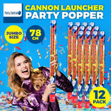 Darrahopens Occasions > Party & Birthday Novelties Party Central 12PK Party Popper Jumbo Cannon Launcher Coloured Confetti 78cm