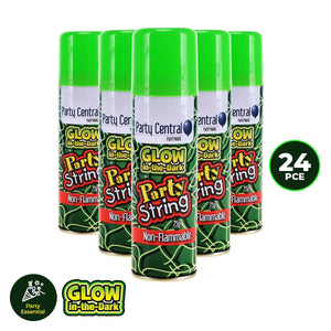 Darrahopens Occasions > Party & Birthday Novelties Party Central 24PCE Glow In The Dark Silly String Cans Non-Flammable 75g