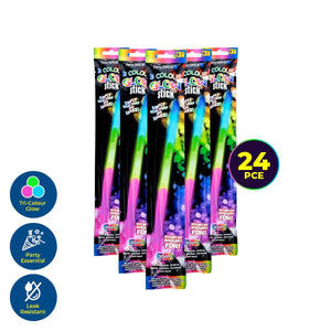 Darrahopens Occasions > Party & Birthday Novelties Party Central 24PCE Glow Sticks Tri-Colours Jumbo Size Long Lasting 30cm