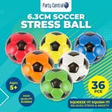 Darrahopens Occasions > Party & Birthday Novelties Party Central 36PCE Soccer Stress Balls High Quality Rubber Soft Toy 6.3cm