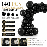 Darrahopens Occasions > Party & Birthday Novelties > Party Supplies 140PCS Black Balloon Garland Kit Latex Balloon Arch Set for Birthday Wedding Party Decoration Black Party Balloon Arch Kit with Multiple Sizes