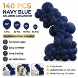 Darrahopens Occasions > Party & Birthday Novelties > Party Supplies 140PCS Dark blue Balloon Garland Kit Latex Balloon Arch Set for Birthday Wedding Party Decoration Dark blue Party Balloon Arch Kit with Multiple Sizes