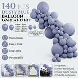 Darrahopens Occasions > Party & Birthday Novelties > Party Supplies 140PCS Grayish blue Balloon Garland Kit Latex Balloon Arch Set for Birthday Wedding Party Decoration Grayish blue Party Balloon Arch Kit with Multiple Sizes