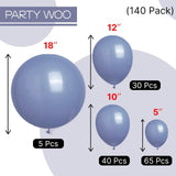 Darrahopens Occasions > Party & Birthday Novelties > Party Supplies 140PCS Grayish blue Balloon Garland Kit Latex Balloon Arch Set for Birthday Wedding Party Decoration Grayish blue Party Balloon Arch Kit with Multiple Sizes