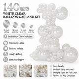 Darrahopens Occasions > Party & Birthday Novelties > Party Supplies 140PCS Transparent Balloon Garland Kit Latex Balloon Arch Set for Birthday Wedding Party Decoration Transparent Party Balloon Arch Kit with Multiple Sizes