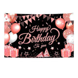 Darrahopens Occasions > Party & Birthday Novelties > Party Supplies 180*115cm Black and Pink Happy Birthday Banner - Glitter Party Backdrop & Confetti, Durable Polyester Wall Decoration for Birthday Parties, Photo Booth Background, Easy Hang Birthday Sign