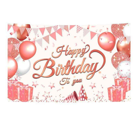 Darrahopens Occasions > Party & Birthday Novelties > Party Supplies 180*115cm Pink Happy Birthday Banner - Glitter Party Backdrop & Confetti, Durable Polyester Wall Decoration for Birthday Parties, Photo Booth Background, Easy Hang Birthday Sign