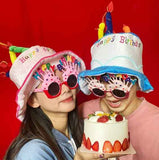 Darrahopens Occasions > Party & Birthday Novelties > Party Supplies 2-piece Blue Plush Birthday Cake Hat Set - Novelty Party Accessory with Matching Glasses, Fun Photo Prop for Adults and Kids