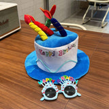 Darrahopens Occasions > Party & Birthday Novelties > Party Supplies 2-piece Blue Plush Birthday Cake Hat Set - Novelty Party Accessory with Matching Glasses, Fun Photo Prop for Adults and Kids