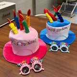 Darrahopens Occasions > Party & Birthday Novelties > Party Supplies 2-piece Pink Plush Birthday Cake Hat Set - Novelty Party Accessory with Matching Glasses, Fun Photo Prop for Adults and Kids